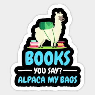 Funny Books T shirt Alpaca Llama Reading Gift for Men Women Sticker